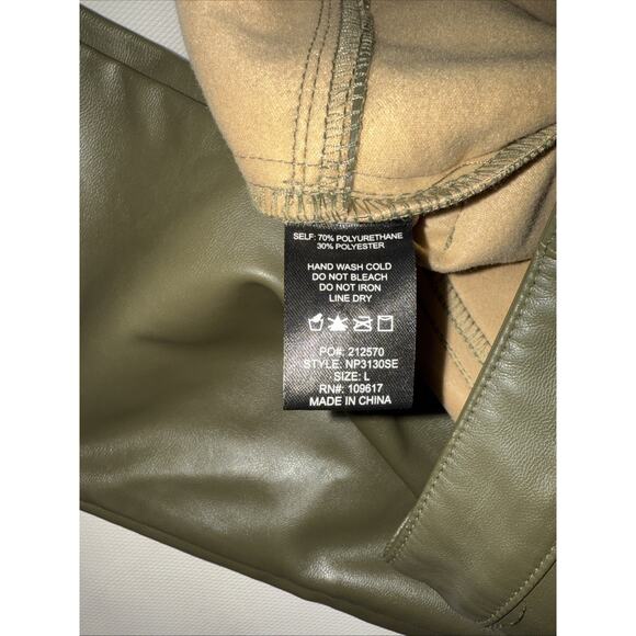 Shinestar Vegan Green Leather Pants - Size Large - Picture 3 of 6